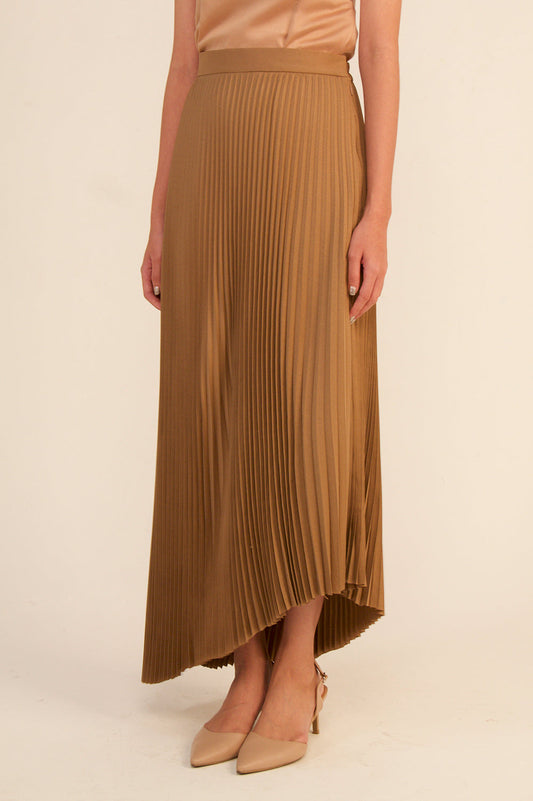 Sable Pleated Asymmetrical Skirt