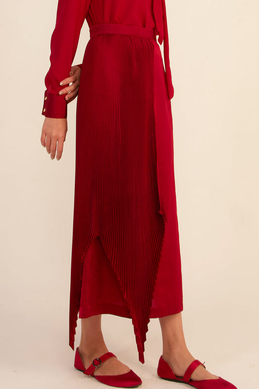 Ornata Half Pleated Silk Skirt