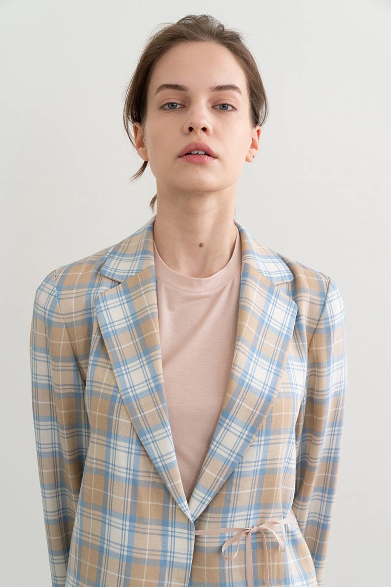 Mild Check String Jacket Beige