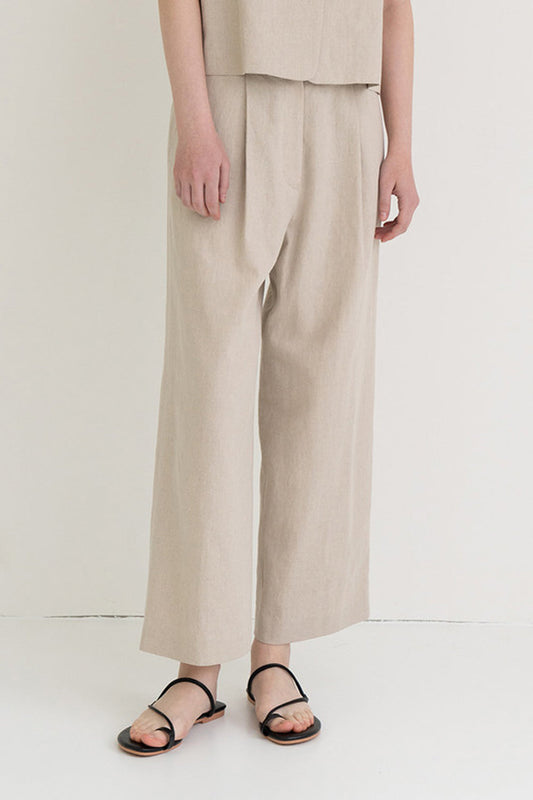 Linen Semi Wide Pants Beige