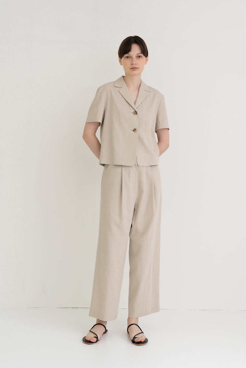 Linen Semi Wide Pants Beige
