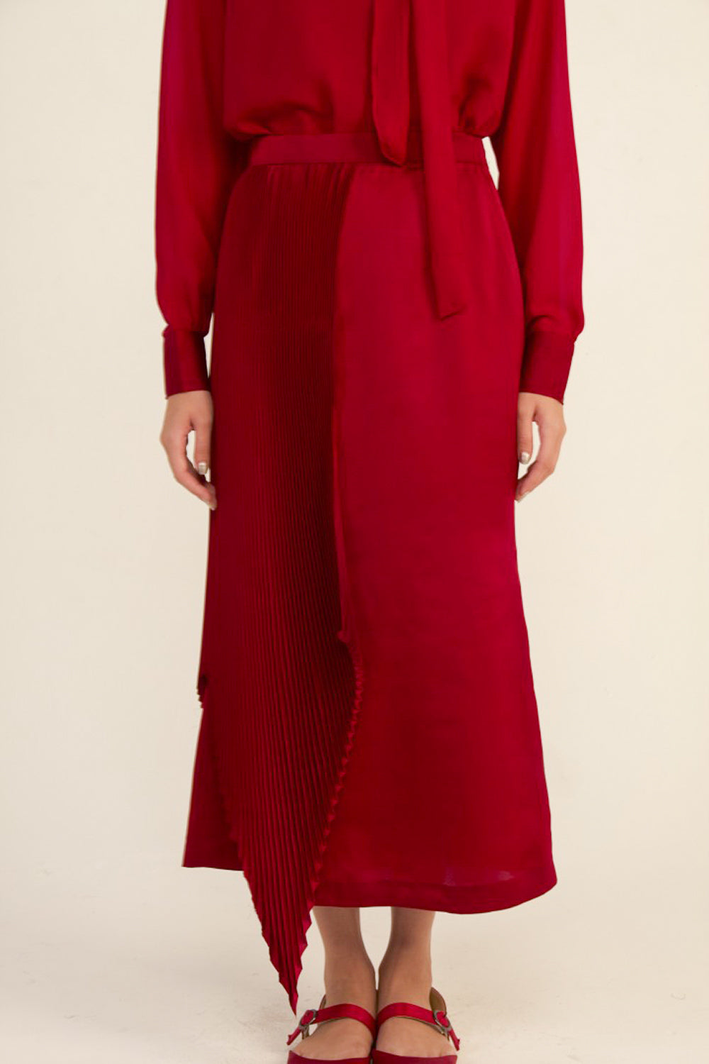 Ornata Half Pleated Silk Skirt