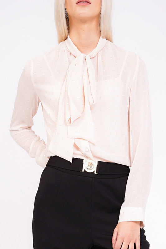 Nude Blouse With Polka Dots