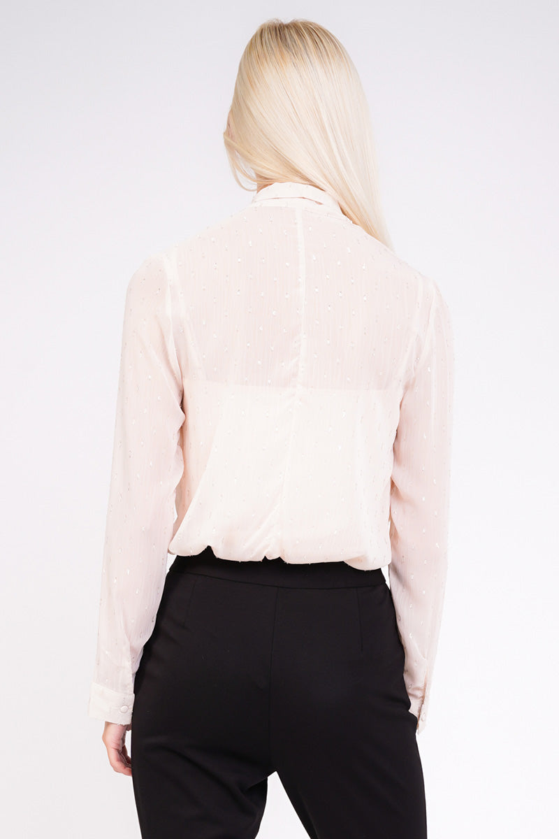 Nude Blouse With Polka Dots